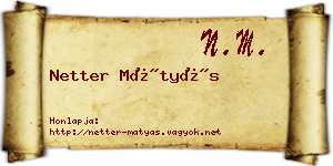 Netter Mátyás névjegykártya